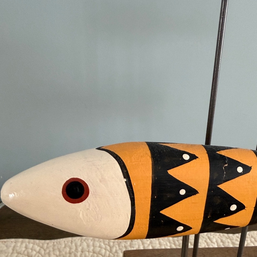 Colorful Wooden Fish Mobile -Type Multicolor Decorative Coastal Accent - Picture 2 of 12
